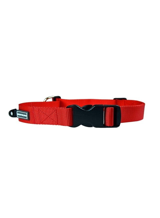 Truvic Durable Adjustable Dog Collar - Classic Nylon - Red - Medium - Image 2
